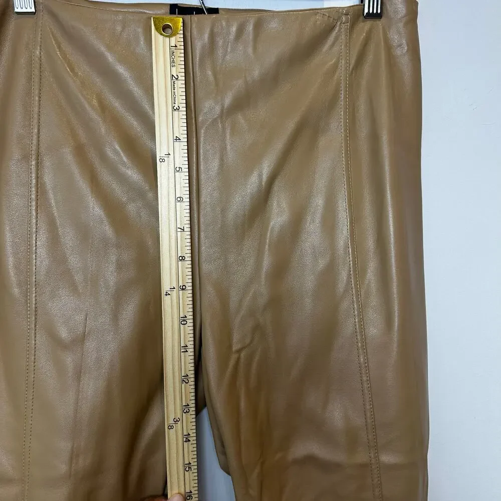Nicole‎ Miller Faux Leather High Rise Leggings Camel Brown Medium NWT